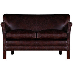 Halo Little Professor Small Biker Tan Leather Sofa